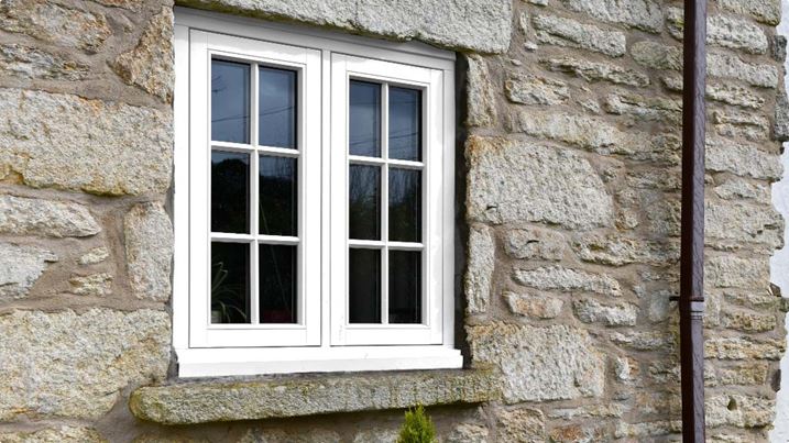 White wooden flush window