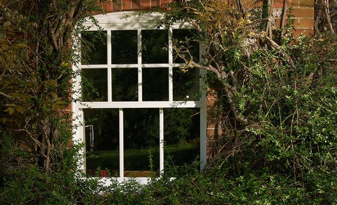 White wooden sliding sash window with cottage bars and double glazed glass from the Anglian sash window range