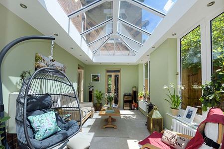 White woograin tilt and turn window in uPVC orangerie