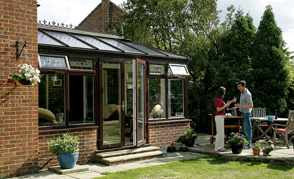 Dark Woodgrain uPVC conservatory