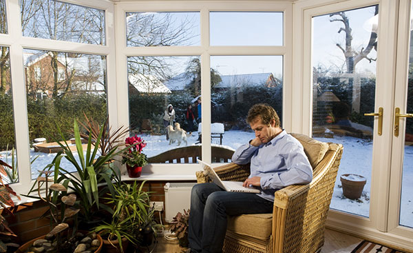 A White Knight uPVC Victorian conservatory in the snow