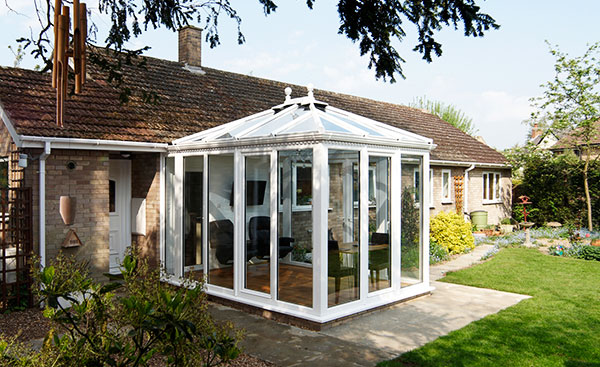 White uPVC Edwardian conservatory square design from the Anglian classic conservatory range