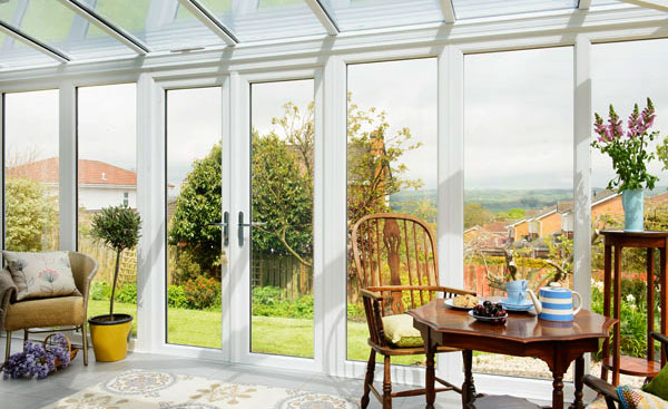 Garden room lean to conservatory in White uPVC from Anglian Home Improvements