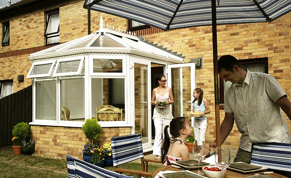 New uPVC classic style conservatory in White from Anglian Home Improvements